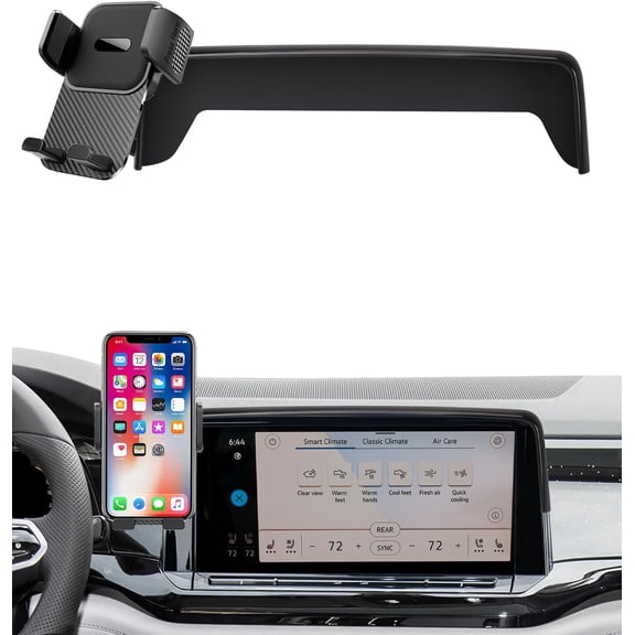 Car Phone Holder for 2024 2025 VW Atlas/VW Altas Cross Sport Accessories 12 Inch Screen Fixed Clip Adjustable 360 Degree Rotation Cell Phone Mount Hands Free