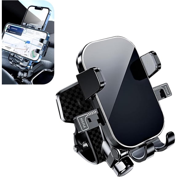 Car Phone Holder, 360 Adjustable Anti-Slip Mount for Horizontal Vertical Screen, One-Handed Operation Navigation Fixing Clip for Sun Visor Dashboard, Universal for 4-7.2" Phone (Black)