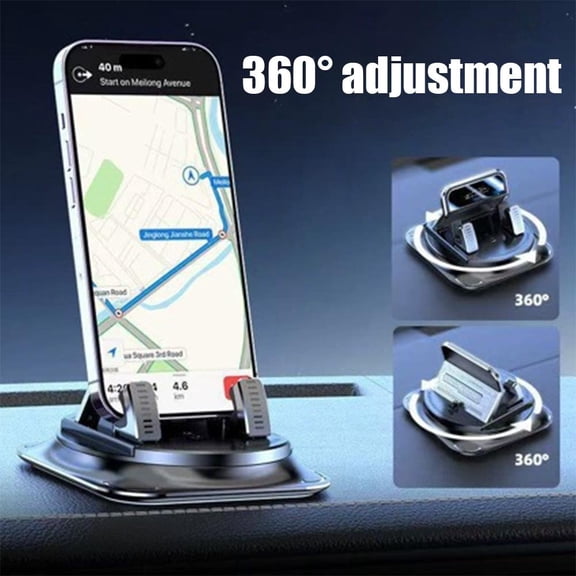 Car Phone Holder, 360 Degree Rotating Dashboard Phone Mount Anti Slip Stable Base One Hand Operation Design, Universal Navigation Cell Phone Stand for Cars Trucks SUVs Daily Driving