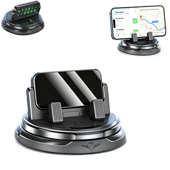 Car Phone Holder 360 Degree Rotation, 2026 New Dashboard Phone Mount with Adjustable Spring Clip, Universal Non Slip One Hand Operation Navigation Stand Bracket for Smartphones(RL)