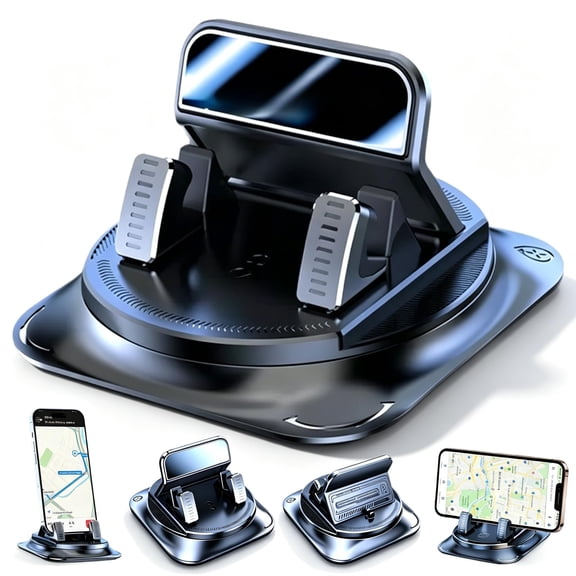 Car Phone Holder 360 Degree Rotation, 360° Rotating Dashboard Car Mount, Universal Non Slip One Hand Phone Holder for Best Navigation & Viewing