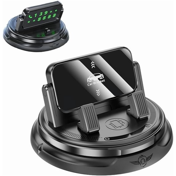 Car Phone Holder 360 Degree Rotation, Adjustable Dashboard Mount with Non-Slip Base for Smartphones, Navigation (Black, 1 Pc)