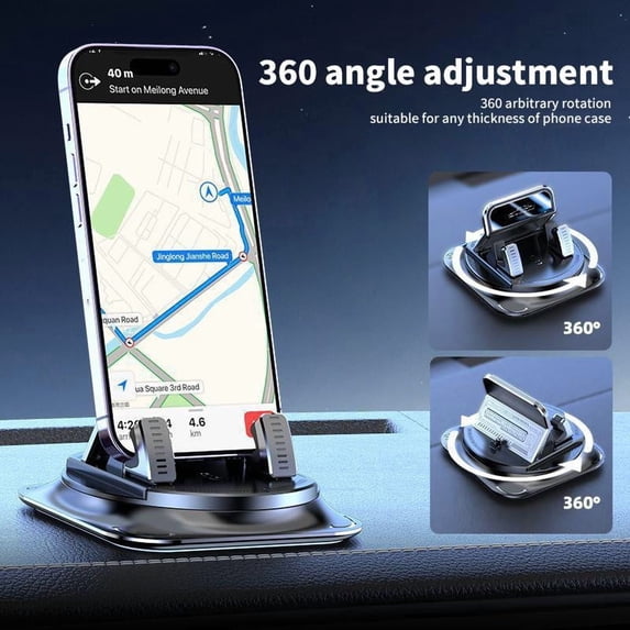 Car Phone Holder 360 Degree Rotation Dashboard Mount, Adjustable Stand for Navigation Hands-Free Calls and Device Viewing, Secure Universal Smartphone Mount for Cars Trucks SUVs