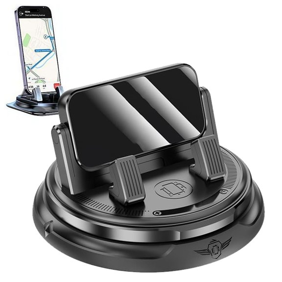 Car Phone Holder, 360 Degree Rotation & One Hand Operation Design for Dashboard Navigation Smartphones and Daily Driving