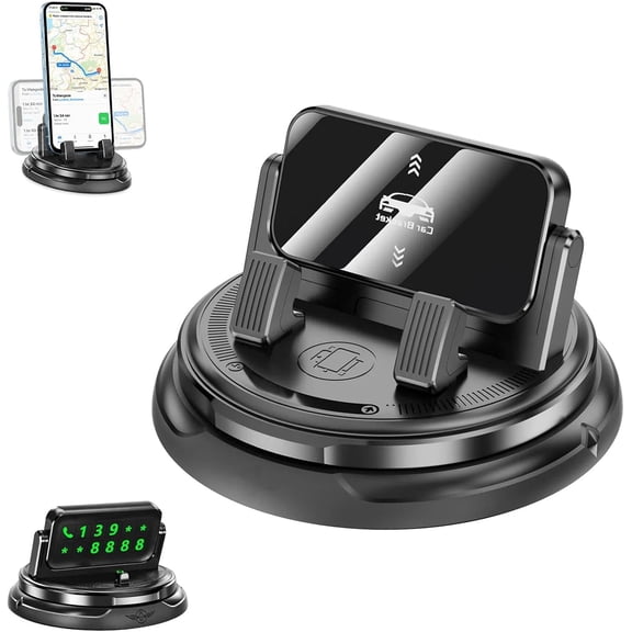 Car Phone Holder 360 Degree Rotation, Upgraded Dashboard Phone Mount with Adjustable Spring Clip, Spring-Loaded Non-Slip Clamp – Sturdy, Highly Compatible for Secure Hold on Bumpy Surfaces（1 Pcs）