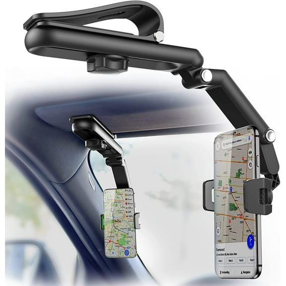 Car Phone Holder, 360 Multifunctional Sun Visor Universal Adjustable Cell Phone Holder for Home, Kitchen, Car, Compatible with All Mobile Phones.