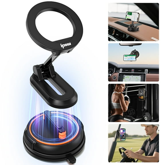 Car Phone Holder, 78+LBS Suction Power & 2400gf Magnetic Force, 360 Adjustable Dashboard Car Mount for iPhone 1216 Pro Max Series, Secure Phone Holder with Carbon Fiber Design