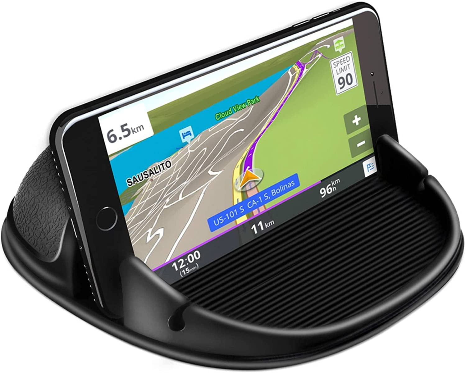 Car Phone Holder, Mount Silicone Pad Mat for Various Dashboards, Slip Free Desk Stand Compatible with iPhone, Samsung, Android Smartphones, GPS Devices and More, Black