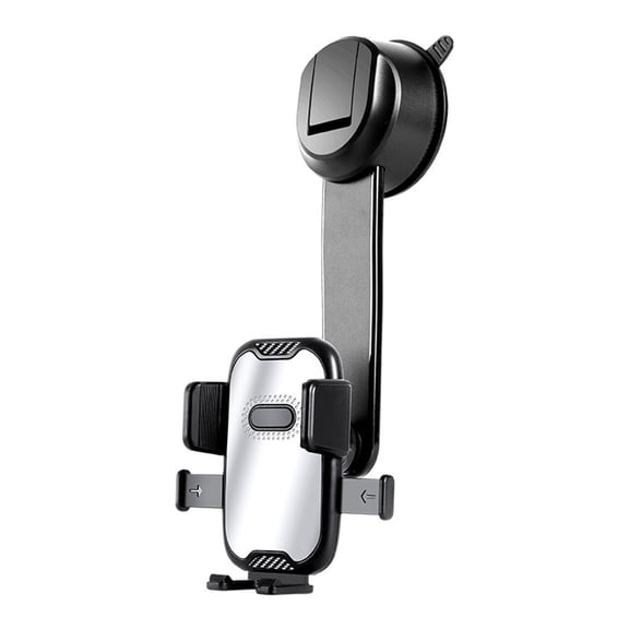 Car Phone Holder Dashboard Mount 360 Degree Rotatable Arm Non Slip Silicone Grip Secure Mobile Stand Flexible Viewing Adjustable Navigation ABS Material for General Vehicle Fit(silver)
