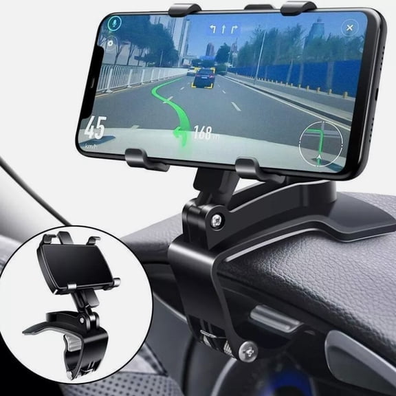 Car Phone Holder Dashboard Phone Mount, 360 Degrees Rotation Dashboard Phone Holder for Car Multifunctional Clip Design