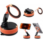 Car Phone Holder - Detachable Alloy Car Phone Mount for MagSafe,Vacuum Suction for Dashboard & Windshield, 360   Adjustable Folding Cell Phone Holder for Magnetic Fits All iPhone & Android