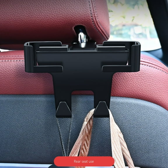 Car Phone Holder & Headrest Hook | Multifunctional Rear Seat Organizer with Garbage Bag Hook | 2-in-1 Design for Phones & Storage | ABS Plastic Car Interior Accessory