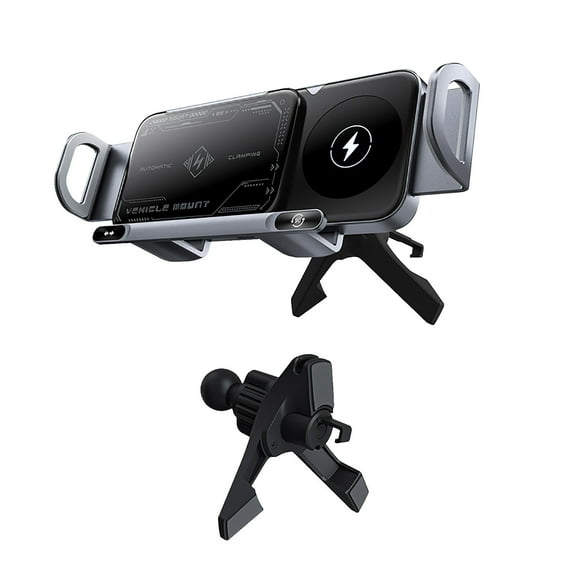 Car Phone Holder Magnetic Wireless Charging Mount 360 Degree Rotation Automatic Sensing Smart Charging Stand for Mobile Devices Secure Clamp Arms Horizontal Vertical Viewing