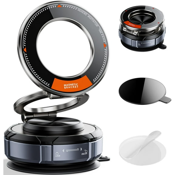 STA Upgraded Suction Cup Phone Mount 360 Zinc Alloy Phone Stand Vacuum Magnetic Car Holder for MagSafe Mount 98 LBS Ultra Accessories for iPhone 16 15 14 13 12 Android