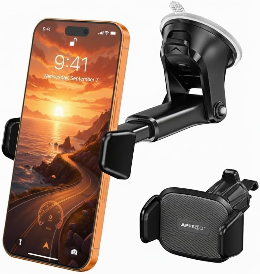 Car Phone Holder Mount - 3-in-1 Dashboard Windshield Air Vent - No ...