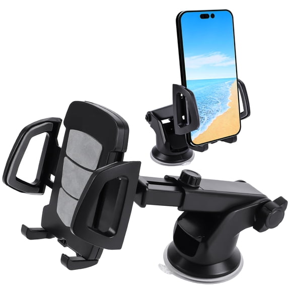 Car Phone Holder Mount, Dashboard Phone Mount for Car, Adjustable Rotating Phone Holder with Suction Cup Mount, Suction Base and Pop Up Button, Fits Phones Up To 6.5
