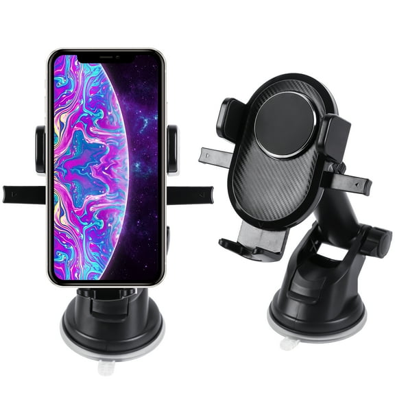 Car Phone Holder Mount, Dashboard Phone Mount for Car, Adjustable Rotating Phone Holder with Suction Cup Mount, Suction Base and Pop Up Button, Fits Phones Up To 6.5”
