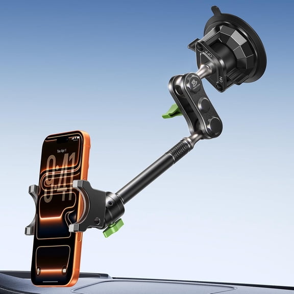 Car Phone Holder, Ultra-Durable Mteal Holders for Your Car, 360 Rotation Cell Mount Windshield, Suction Cup iPhone Samsung All Smartphone