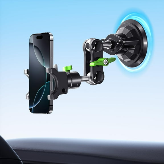 Car Phone Holder, Ultra-Durable Mteal Phone Holders for Your Car, 360 Rotation Cell Phone Car Mount for Windshield, Suction Cup Car Phone Mount for iPhone Samsung All Smartphone