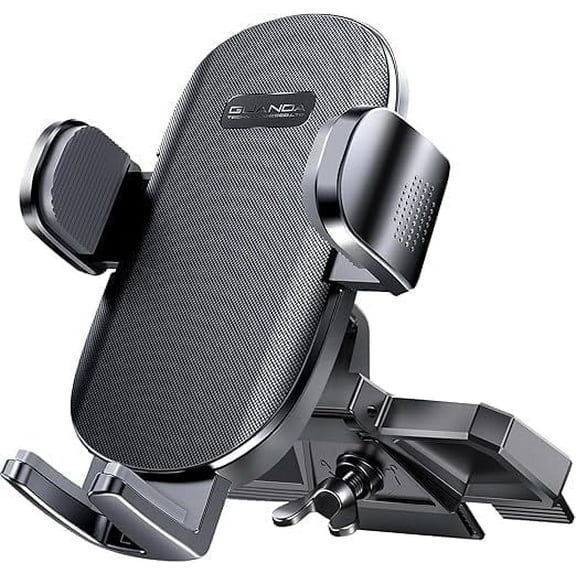 GUANDA Car Phone Holder, Universal CD Slot Phone Mount, Hands Free Automobile Cell Phone Stand, 360° Adjustable Phone Mount for Car Compatible with iPhone & Android Cell Phones (Black)