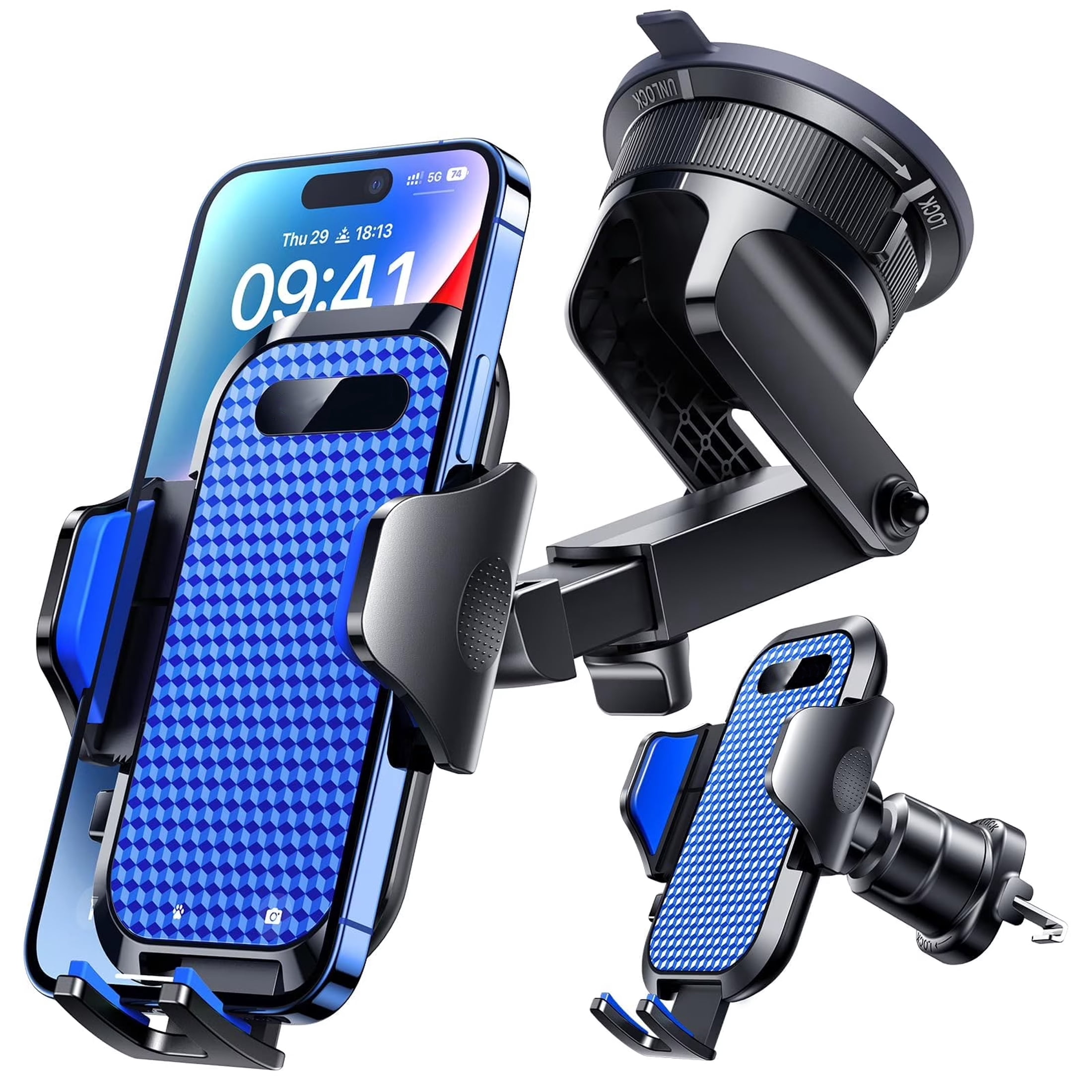 Car Phone Holder [Upgraded Strongest Suction&Clip] Cell Phone Mount for ...