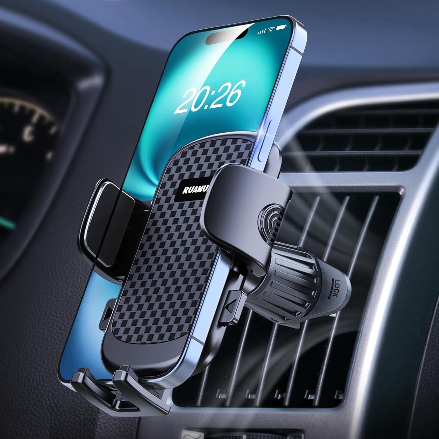 Car Phone Holder for Vertical/Horizontal Vent【Upgraded Metal Hook Clip】【Wider Clamp&Fit Thicker Case】Universal Cellphone Stand Car Mount Cradle for iPhone 17 Pro Max 16 15 14 13 Air Android