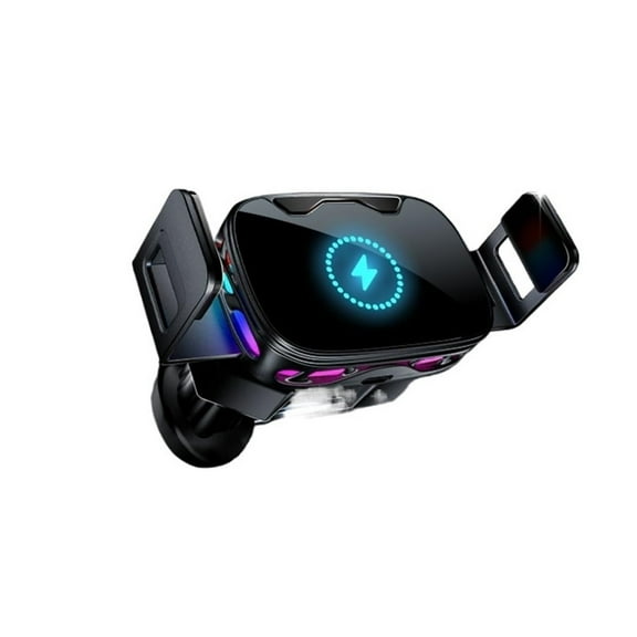 Car Phone Holder With Wireless Charging And Navigation Support Auto Accessories Built-In Lock Function Stable Clamping Multi Scenario Installation 360° Rotation For Safe Driving One Size Black