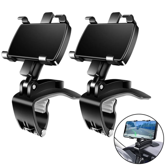 Car Phone Mount, [2 Pack] Cell Phone Holder for Car 360 Degree Rotation Dashboard Clip Mount Car Phone Holder Compatible for iPhone 17 16/15 pro Max 8 8Plus Samsung S10 S9 S8 4"~7" Smartphones