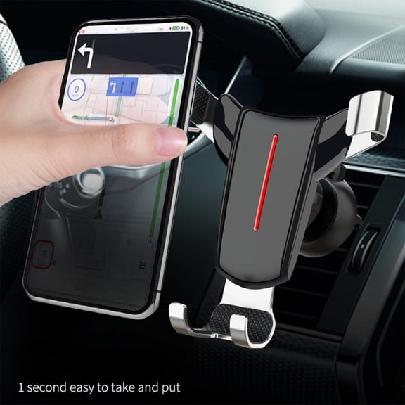 Car Phone Mount, Air Vent Cell Phone Holder with Auto Locking, One-Hand Operation, Stable Cradle for All Smartphones