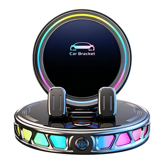 Car Phone Mount, Black Vacuum Suction Cup Navigation Bracket, 1 Pack RGB Lighted Hands Free Cell Phone Holder, Specially Designed for Vehicle Dashboard Car Navigation Usage
