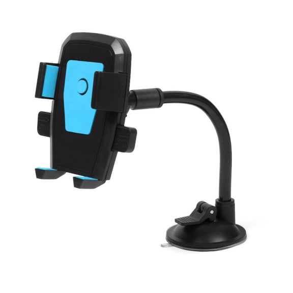 Car Phone Mount, Blue Auto Lock Windshield Suction Cup Phone Holder, 1 Pack Flexible Long Arm Hands Free Cell Phone Stand, Compatible for All 4.0 to 6.7 Inch Smartphones Driving Navigation Use