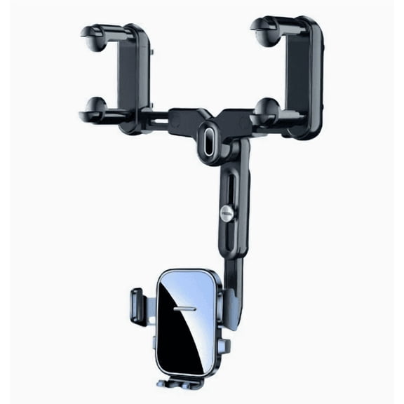 Car Phone Mount for Car Rearview Mirror, 360 Degree Rotatable Universal Cell Phone Holder for Vehicle Dashboard Window, Adjustable Telescoping Arm for GPS Navigation