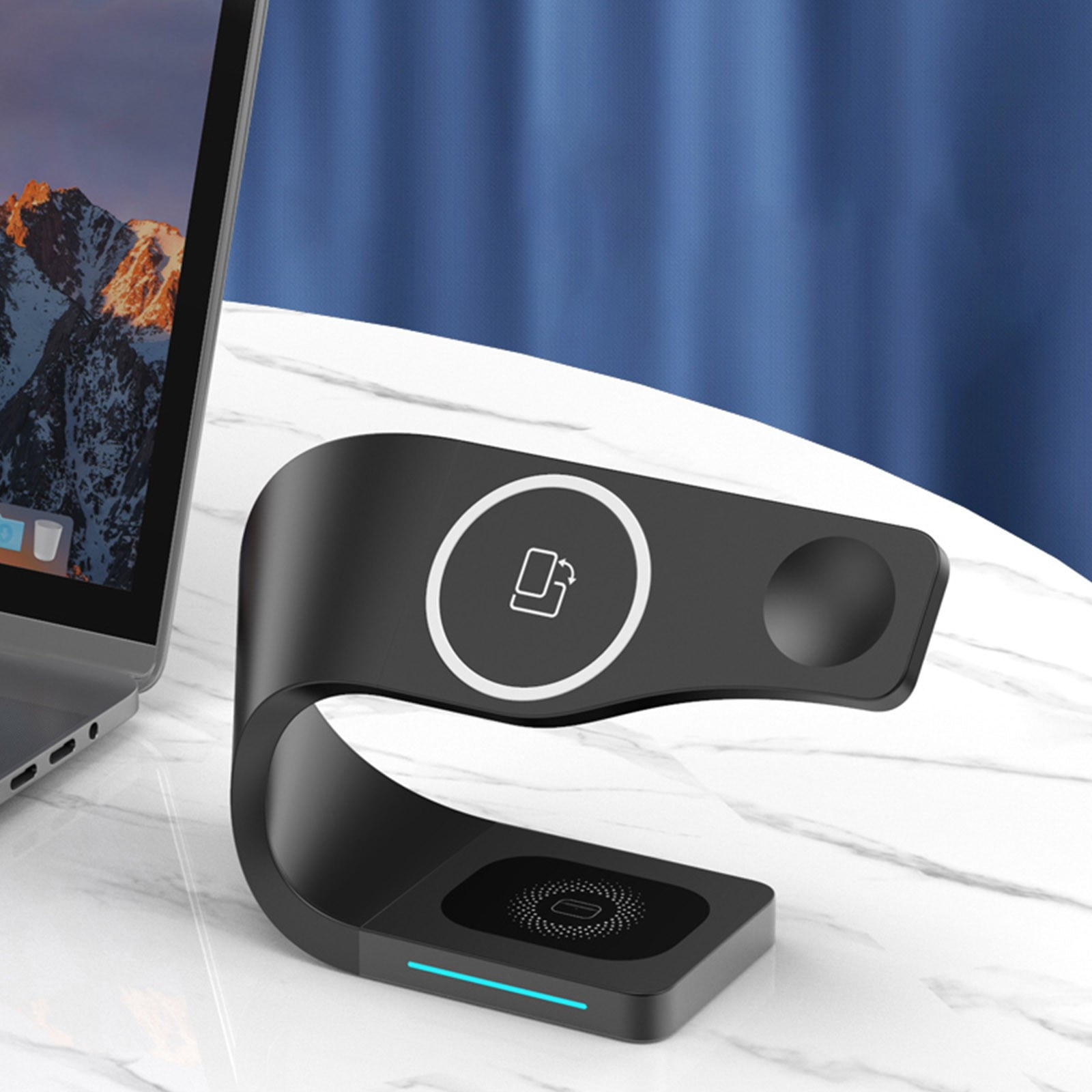 Car Phone Mount Charger, 4 in 1 Wireless Charger Station Type