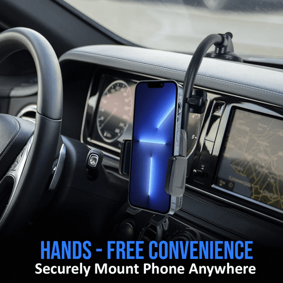 Fast Track USA Long Neck Anti Shake Cradle Car Phone Mount Holder for Windshield and Dashboard. Compatible with Any Smartphone