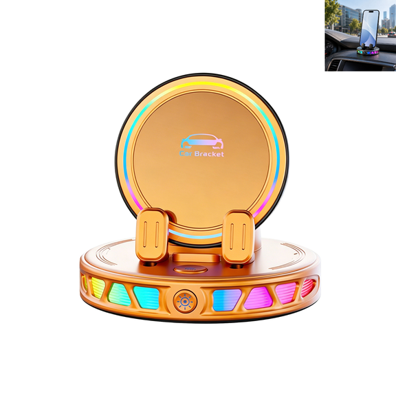 Car Phone Mount, Racing RGB Light Center Console Car Phone Holder, Shockproof Universal Phone Mount for Car, Adjustable Plastic Phone Mount for Car For Daily Commute-Orange