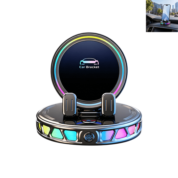 Car Phone Mount, Racing RGB Light Center Console Car Phone Holder, Shockproof Universal Phone Mount for Car, Adjustable Plastic Phone Mount for Car For Daily Commute-Black