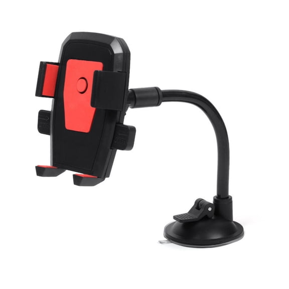 Car Phone Mount, Red One Tap Auto Lock Windshield Suction Cup Phone Holder, 1 Pack 360 Degree Rotatable Flexible Long Arm Hands Free Car Mount, Securely Holds All 4.0 to 6.7 Inch Smartphones for Driv