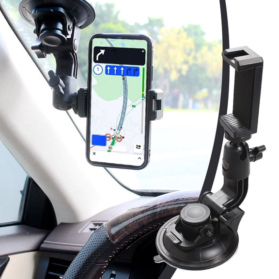 Car Phone Mount Suction Cup Holder, Strong Dashboard Windshield Phone Holder With Telescopic Arm One Touch Release, Universal Cell Phone Mount for Driving Navigation Rideshare Delivery Drivers