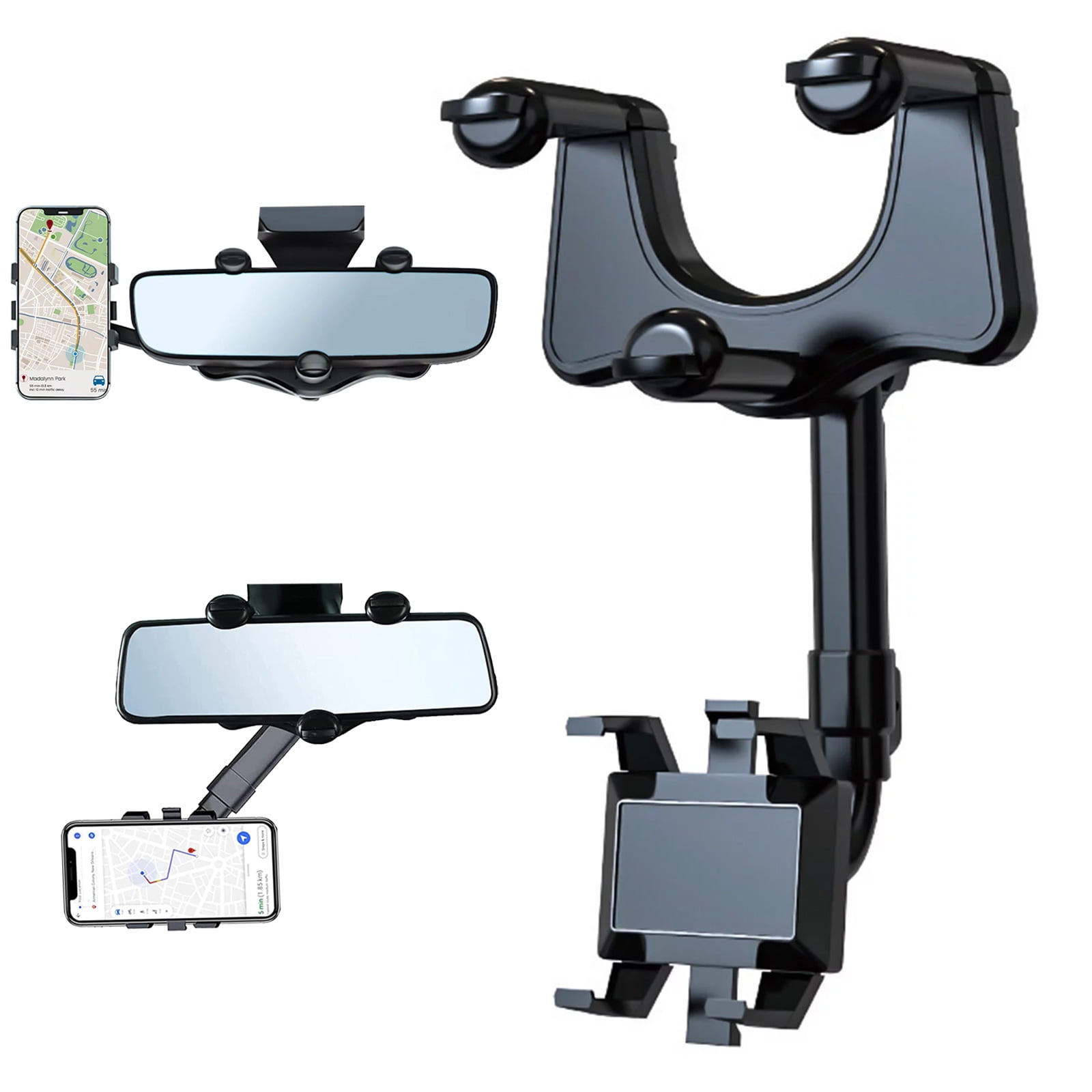 Car Phone Mount, TSV Rearview Mirror Cell Phone Holder, Universal  Adjustable Rear View Mirror Clips Cradle, 360° Bracket Car Mount Fits for  iPhone 14 13 12 Pro Max, Galaxy 