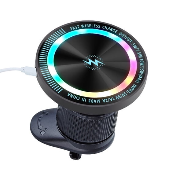 Car Phone Stand with LED Light Wireless Fast Charging Holder for 16 Car Dashboard Air Vent Mount Stand