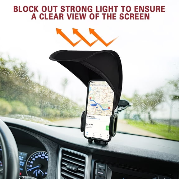 Car Phone Sunshade Cover Vertical Dashboard Phone Sunscreen Protector, Reduces Overheating for Cell Phones While Driving, Black (1-Pack)