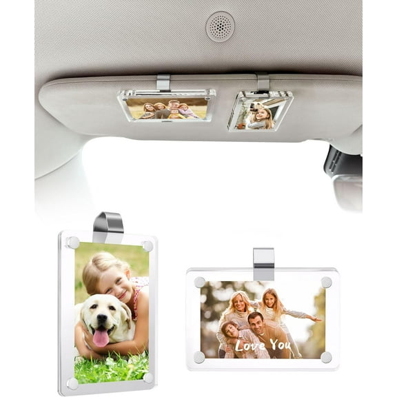 Car Picture Holder Magnetic Acrylic Visor for 3 Inch Photos 2 Pack