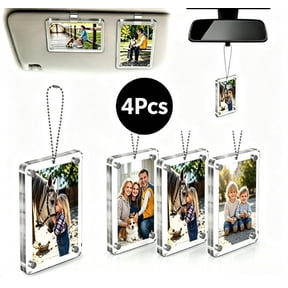 Car Picture Holder with Chain, Magnetic Square Picture Frame for Car Sun Visor, for Mom Husband Family(Chain Style)