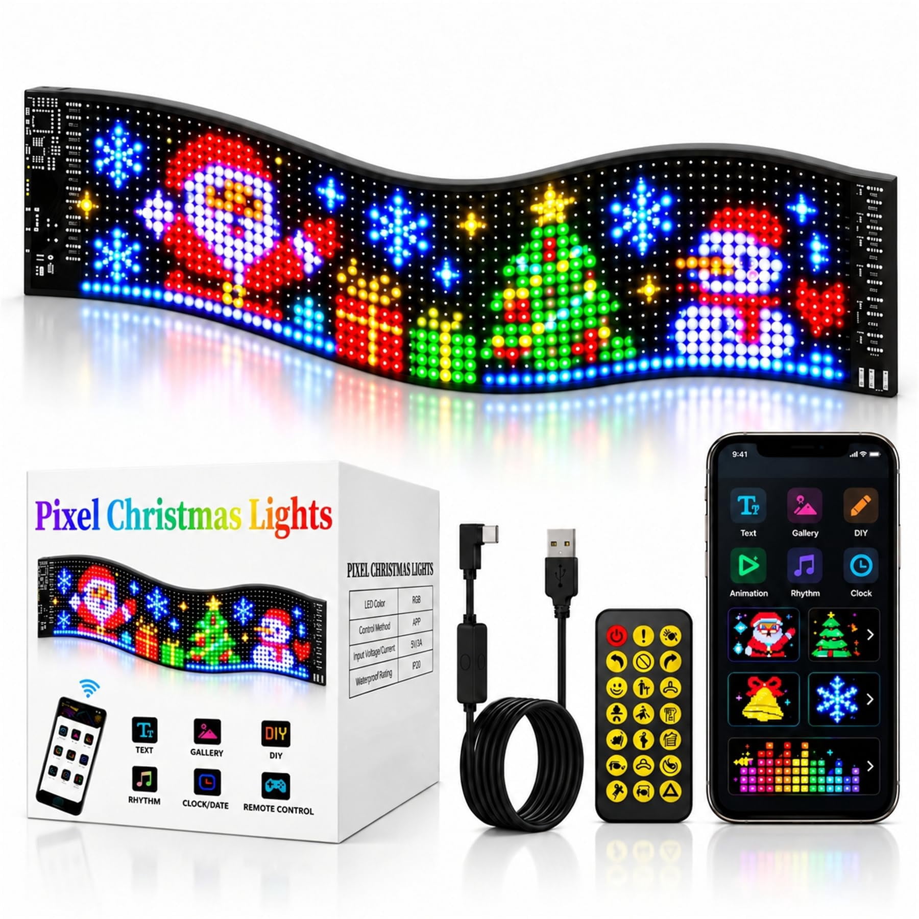 Car Pixel Christmas Lights, Flexible LED Pixel Display for Merry ...