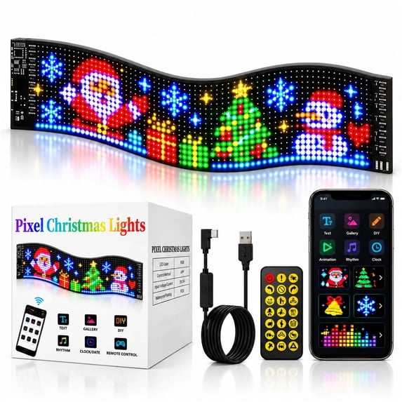 Car Pixel Christmas Lights, Flexible LED Pixel Display for Merry ...