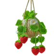 thumbnail image 1 of Car Plant Crochet Hanging Basket, Strawberry Pendant, Rearview Mirror Ornament Pendant Fluorescent Green, 1 of 8