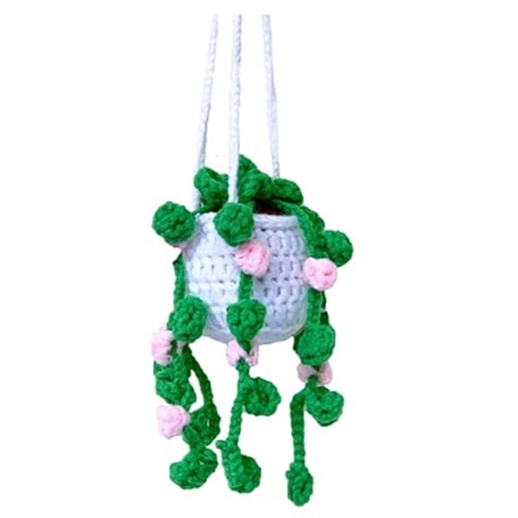 Car Plant Hangings, Car Decorative Rearview Mirror Pendants, Crochet Car Hanging Plants