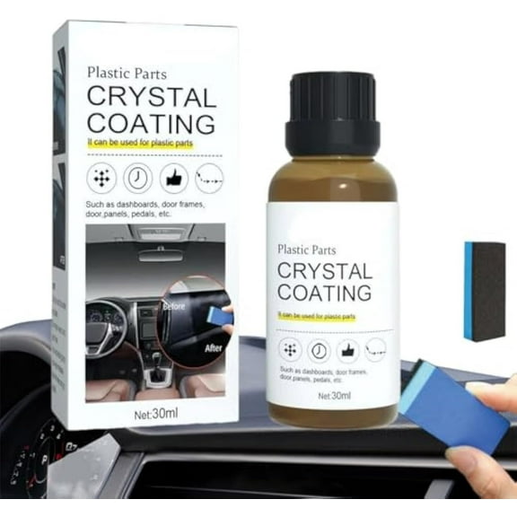 Car Plastic Parts Crystal Coating Kit 30ml – Premium Protective Coating to Restore Shine and Protect Interior and Exterior Plastics, Automotive Plastic Restorer and Shield