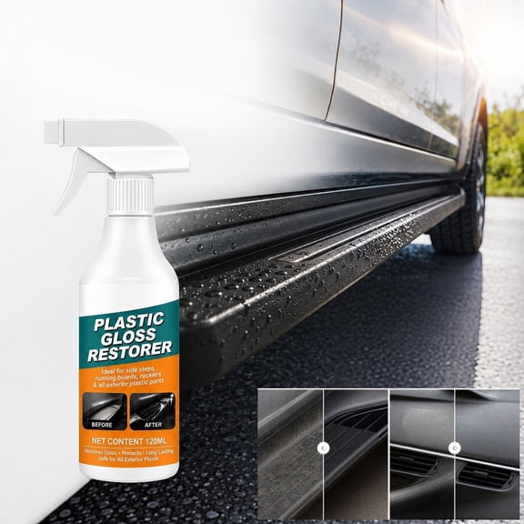 Car Plastic Parts Restorer Cleaner, Revives Faded, Dull and Whitened Surfaces, Removes Dust and Oil Stains, Safe for Interior and Exterior Plastic 120ml