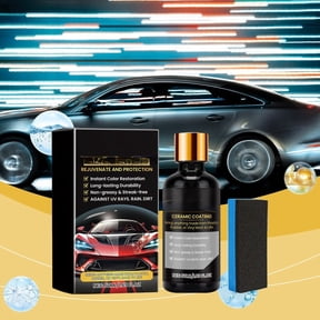 Car Plastic Restorer 1.7 fl oz, Ceramic Coating Trim Restorer with Foam Applicator, Water Repellent UV Protection for Interior Exterior Auto Plastic, Restore Faded Black Trim